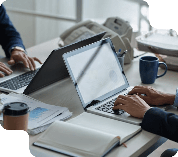 Two laptops showing design work